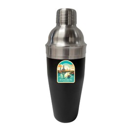 R and R Imports Bangkok Thailand Design A Souvenir 24 oz Stainless Steel Cocktail Shaker Black Single