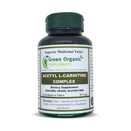Green Organic Supplements Acetyl L-Carnitine, Carnitine, ALC, High Absorbable, Non-GMO, Gluten-Free (Pack of 2)