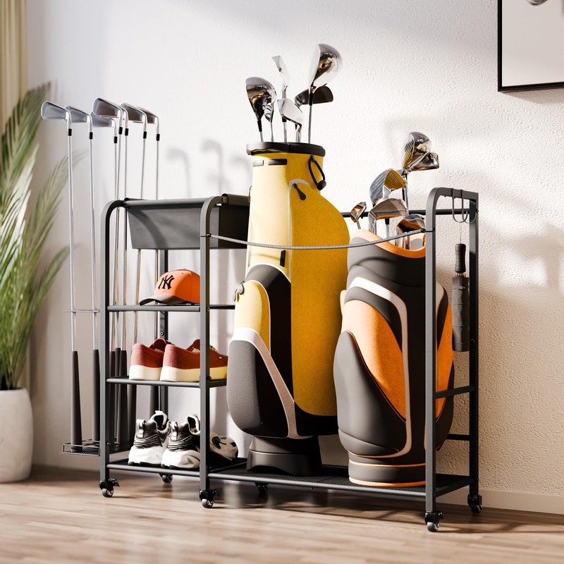 niffgaff Golf Bag Organizer Golfing Storage Stand for Garage Golf