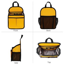 DELTAMANN Wider Rugged Backpack Organizer Insert for Men Women Travel Work - 19 Pockets, Padded Nylon, Handle - Small,Yellow