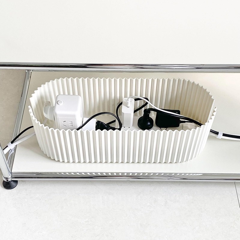 Nineween White Cable Management Box, Plastic Cable Box Organizer with
