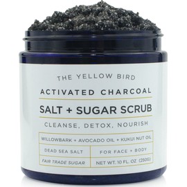 The Yellow Bird Natural Activated Charcoal Body & Face Scrub. Exfoliating Dead Sea Salt & Sugar Scrub. Deep Cleansing Pore Minimizer. Anti Cellulite, Acne, Blackhead, Scars, Wrinkle Treatment.