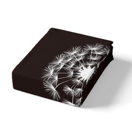 Erosebridal Dandelion Bedding Set King Size for Kids Flying Flower Comforter Cover Monochrome Dandelions Duvet Cover for Boys Girls Teens Floral Romance Theme Black and White Bedspread Cover