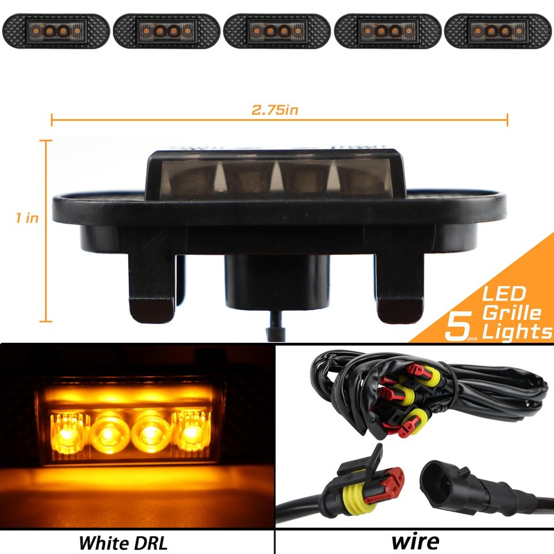 LED 5pcs Front Grille Light Compatible with 2021 2022 2023