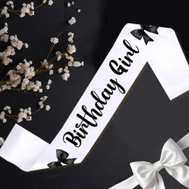 Black Bow Birthday Sash Black Bow Birthday Party Decorations Birthday Girl Birthday Sash Satin Sash Black Satin Bow Decorfor Girls Women Sweet 16th 18th 21st 30th 40th 50th Birthday Party Supplies