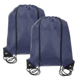 uxcell Drawstring Backpack, 2Pcs Polyester Draw String Backpack Gym Bags Cinch Sack Pack Storage Knapsack for Men Women Gym Sports Travel Beach Swimming (Navy, 13.4" x 16.9")