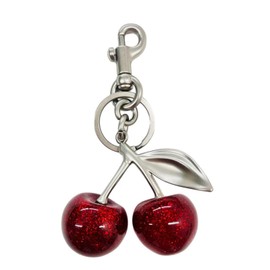 Xansema Cherry Bag Charms,Cute Cherry Keychain Purse Charms for Handbags, Glitter Charms Cherry Accessories for Women Girls (Silver Clip-Red)
