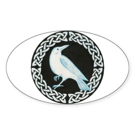 CafePress White Crow Celtic Design Oval Sticker Oval Car Bumper Sticker