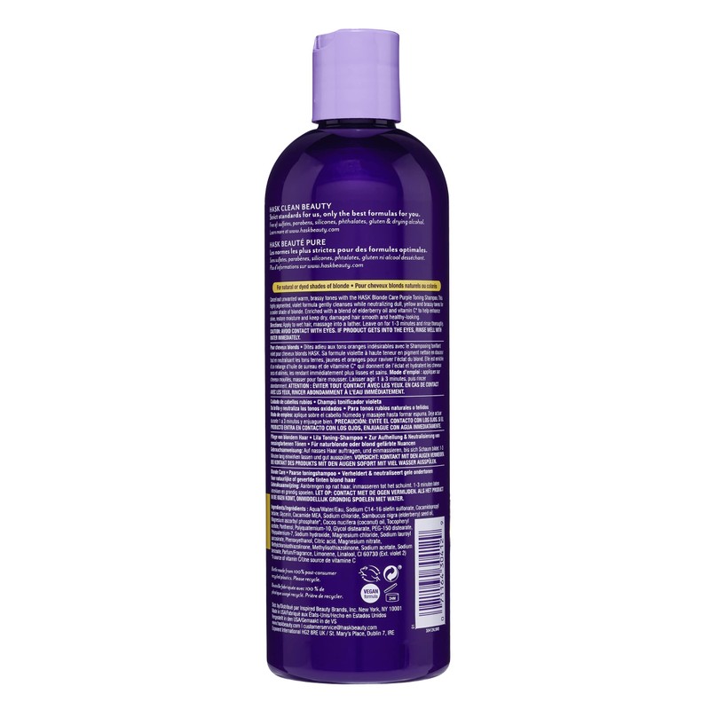HASK, Shampoo Tonificador Morado, para Cabello Rubio, Neutraliza los Tonos