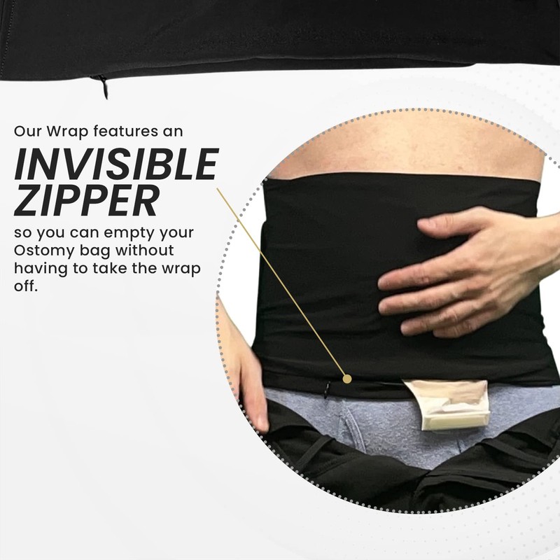 Elite Ostomy Support Wrap With Pockets & Invisible Zipper (Medium)