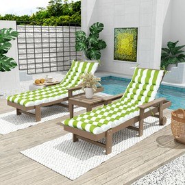 Only choice Chaise Lounge Cushions Replacement Waterproof Outdoor Lounge Chair Cushion with Ties for Garden Lawn Pool Patio Furniture 73”L × 24”W (Green/White Striped)