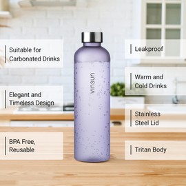 VINSUN Water Bottle 1L Purple, Leak-proof Water Flask - BPA free, Reusable, Tritan -Drinks Bottle for Sports, Gym, Travel, School, Cycling, Running, Work