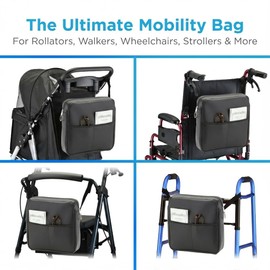 NOVA Walker Bag – Universal Storage Organizer for Rollators, Walkers, Wheelchairs & Scooters, Water-Resistant Lightweight Hands-Free Carry Pouch with Zippered Pockets for Seniors & Adults