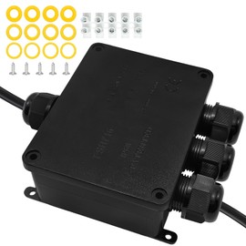 Xpieoyrm Junction Box IP68 Junction Box Waterproof Cable Connector, 4-Way Junction Box Outdoor, Electric Outdoor Distribution Box, Earth Cable Terminal Box Connection Box for 4 mm - 14 mm Cable