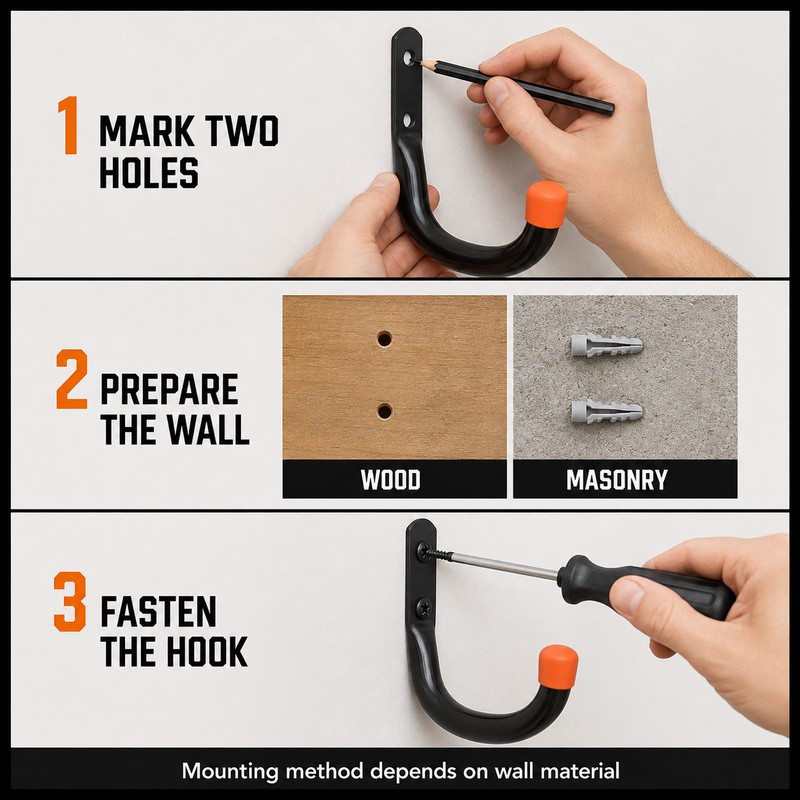 6-Pack Heavy-Duty Garage J Hooks with Rubber Tips, 4.72 x