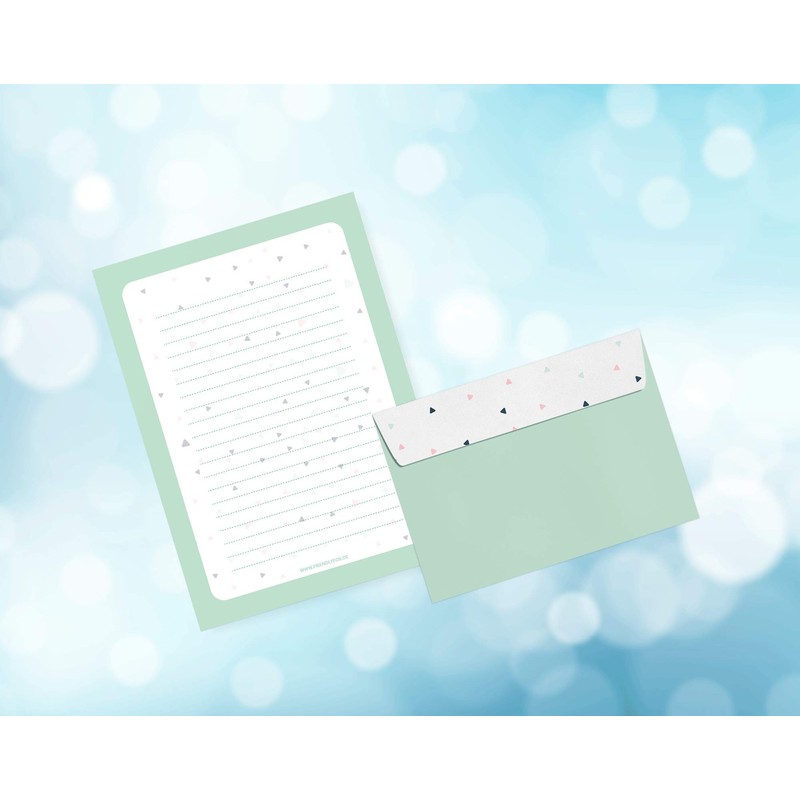 Friendly Fox Letter Paper Set "Triangles", DIN A4 Writing Paper