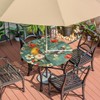 Outdoor Round Tablecloth with Umbrella Hole, Birds Flowers Outdoor Umbrella