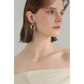 HolidayQbee Gold Earrings For Women Statement Earrings Chunky Gold Earrings Gold Dangle Drop Earrings Fashion Geometric Rectangle Earrings Jewelry Gift