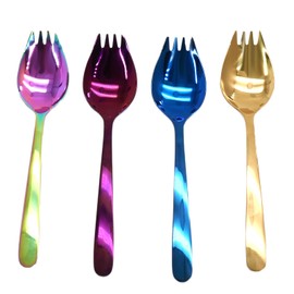 Cionyce 4 Pack Colorful Stainless Steel Sporks, 5.9 Inch Salad Forks, Fruit Appetizer Spork, Dinner Forks Set, Dessert Ice Cream Forks, Soup Spoon for Household or Camping