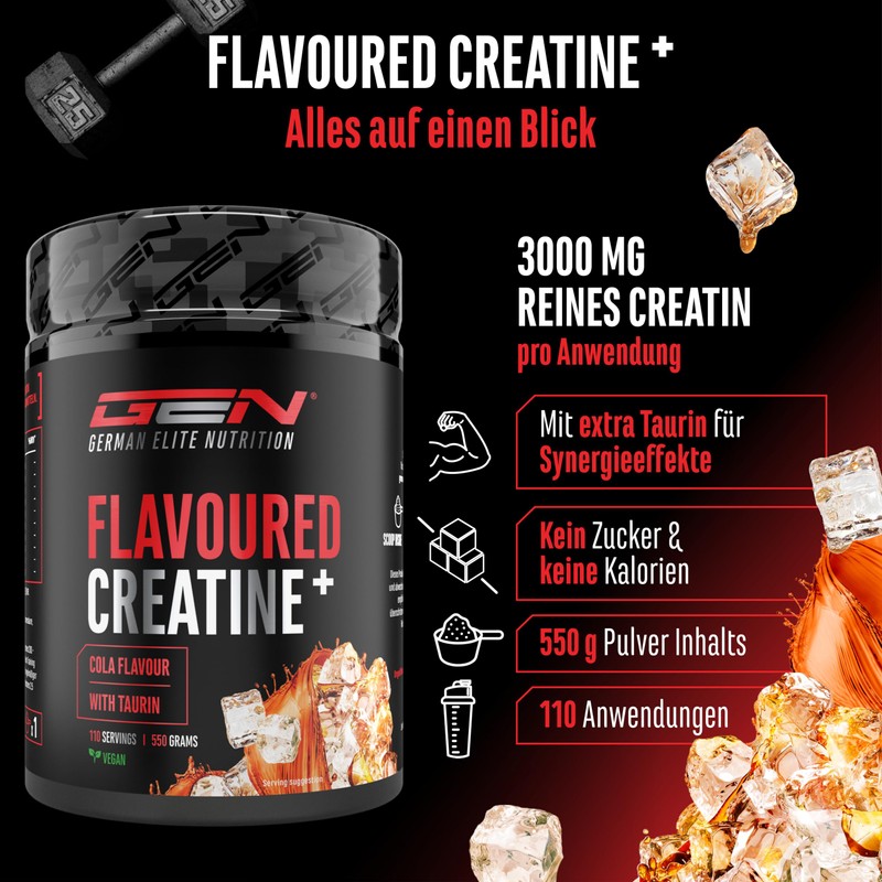 Flavoured Creatine Pulver - 550g - Creatin Monohydrat + L-Taurin