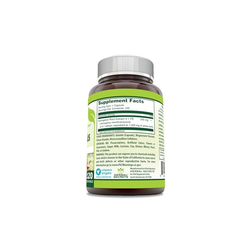Herbal Secrets Astragalus Astragalus 1000 Mg Capsules