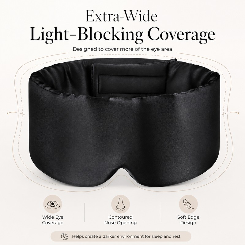 Mulberry Silk Wide Sleep Mask – Padded Adjustable Blackout Eye