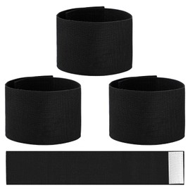 7x38 CM / 2.75x15 Inch 3 PCS Captain Armbands, Black Elastic Arm Band Adjustable Leader Armband Team Sport Armband Soccer Armbands Memorial-Armband Funeral Mourning Band for Volleyball Basketball Team