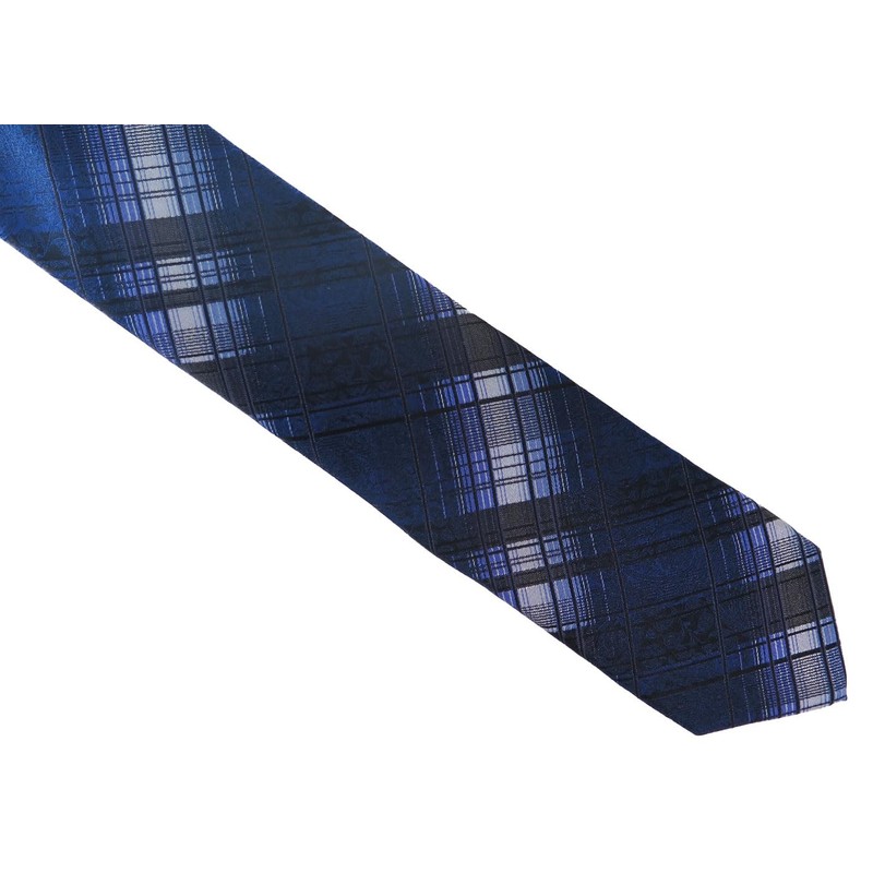 SIMON CARTER Paisley Plaid Silk Tie (Purple), purple