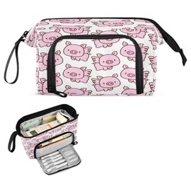 Mnsruu Little Pig Big Capacity Pencil Case Pouch Pen Case Pencil Box Stationery Office Organizer Bag for Adults