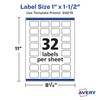 Avery Matte White Rectangle Labels with Sure Feed, 1" x
