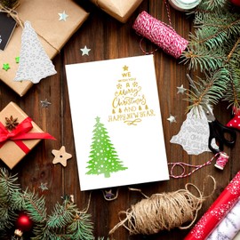 GLOBLELAND Christmas Tree Hot Foil Plate for DIY Foil Paper Christmas Words DIY Foil Embossing for Scrapbooking Decor New Year Cards Making Matte Platinum