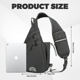 Aucuu Sling Backpack, Chest Bag, Sling Bag, Small, Shoulder Bag, Multipurpose Crossbody Bag, Crossbody Shoulder Bag with Headphone Hole, Shoulder Backpack for Hiking, Travel, Climbing, Men and Women