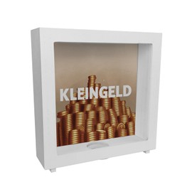 Coin Frame Money Box Made of Wood with Money Heap of Coins Ceramic Money Box for the Pesky Change to Save and Have Space in Your Purse