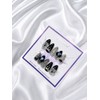 Black Angel Teddy Bear Handmade Nail Tips - Short Ballerina