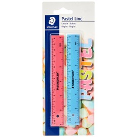 STAEDTLER 56215PSBK2ST Pastel Line Lineal (Tuschekante, für Zeichnungen und Linien, Blisterkarte mit 2 Linealen in trendigen Pastellfarben, Länge 15 cm)