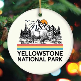 Vintage Yellowstone National Park Ornament (Circle)