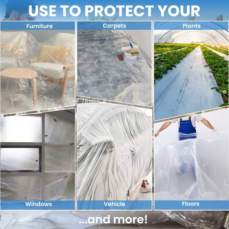 TranRantic 4 Pack Large Dust Sheets, Plastic Dust Sheets for