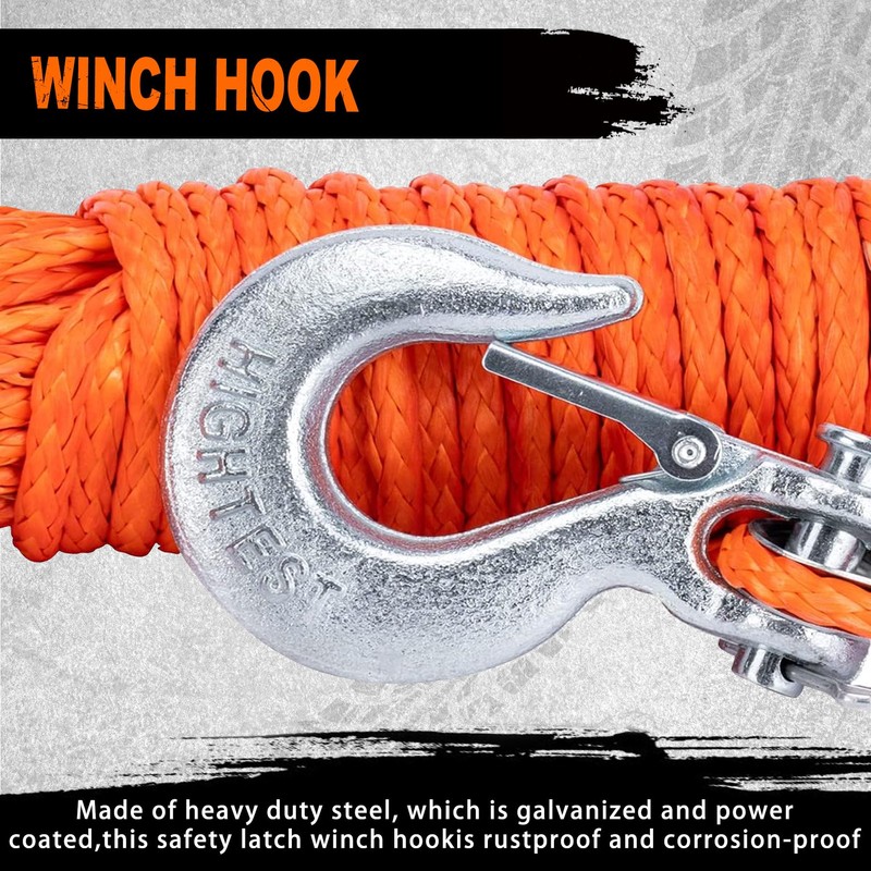 METOWARE Synthetic Winch Rope Kit, 3/16" x 50ft 8,350 LBS
