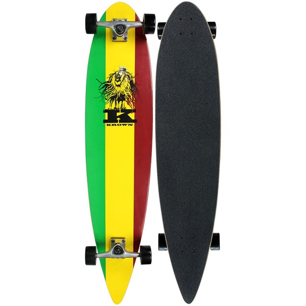 Krown Rasta Pin Tail Longboard Skateboard
