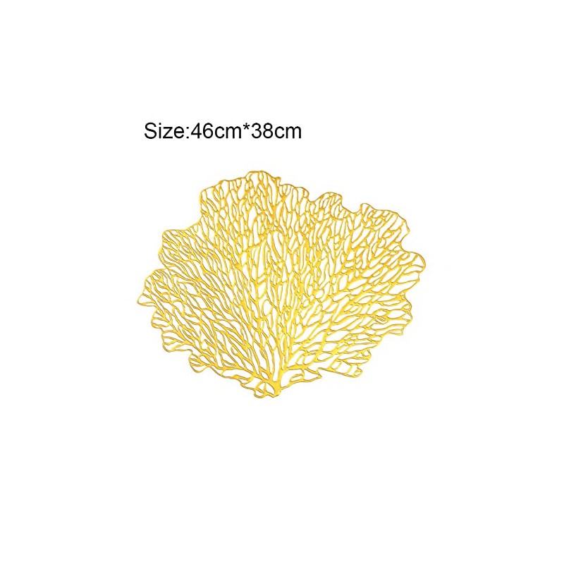 Hosoncovy 4 Pack Decorative Coral Leaf Placemats PVC Placemats Hollow