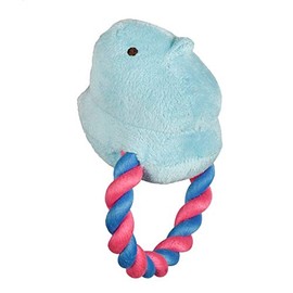 Peeps Chick 6 Inch Blue Plush Rope Pull Toy for Dogs | Blue Dog Toy from Peeps, Plush Fabric Dog Toys | Small Squeaker Dog Toy with Rope