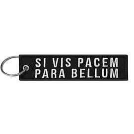 Military Si Vis Pacem Para Bellum Keychain Tag with Key Ring, EDC for Servicemen, Car, Motorcycle (Black)