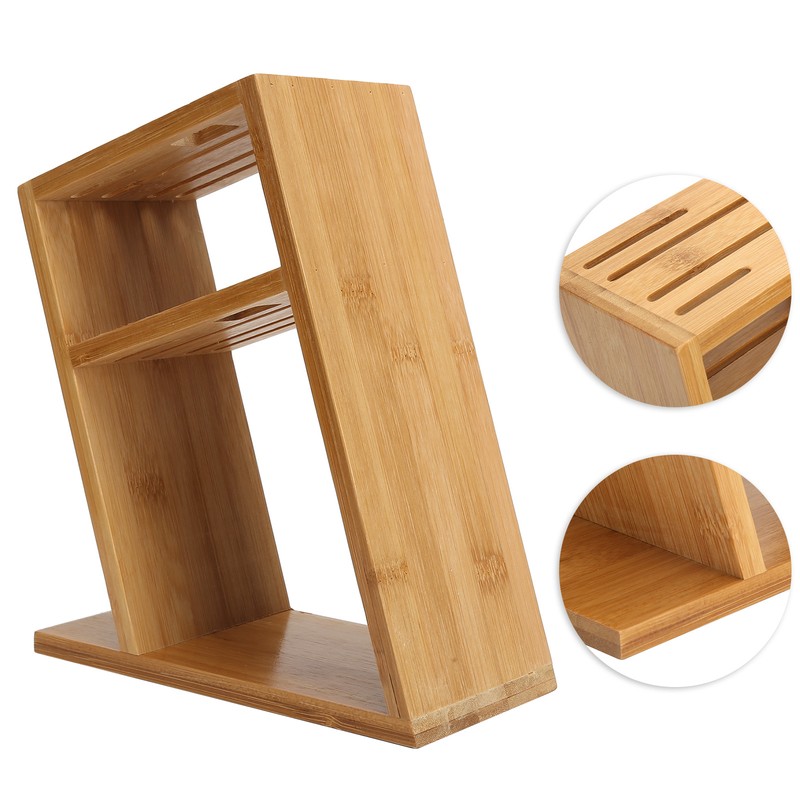 Bamboo Knife Holder Inclined Kitchen Knife Holder Multifunctional Bamboo Rack