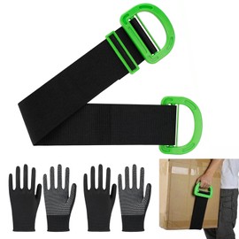 Adjustable Lifting Moving Straps, 2PCS Single or Multi-Person Retractable Carrying Strap, Heavy Lifting Straps with Black Gloves for Furniture Mattress Boxes Construction Materials