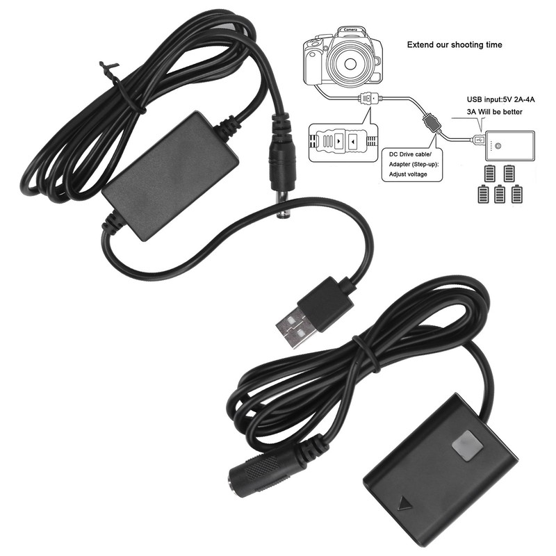 NPFW50 Dummy Battery DC Coupler Power Adapter with USB Drive