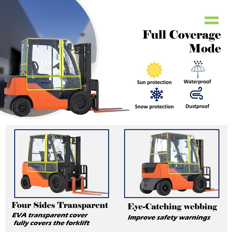 ScarabWrap Forklift Cover, All-Weather Use, Universal Type,0.5mm EVA Transparent Material,600D