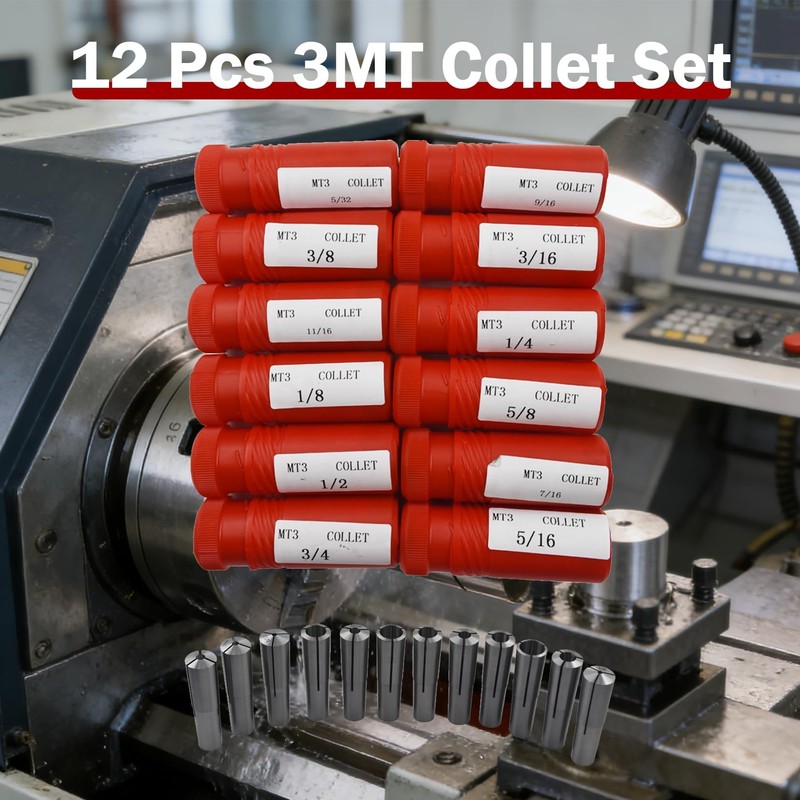 findmall 3MT MT Collet 12 Pcs Set 1/8" - 3/4"