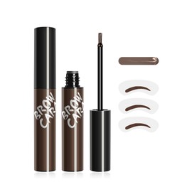 Peel Off Eyebrow Gel Tint - Transfer-Proof & Waterproof Eyebrow Tint Gel with Eyebrow Stencils, Volumizing, Buildable, Creates Full, Soft and Fuller & Defined Looking Brows (Dark Brown)