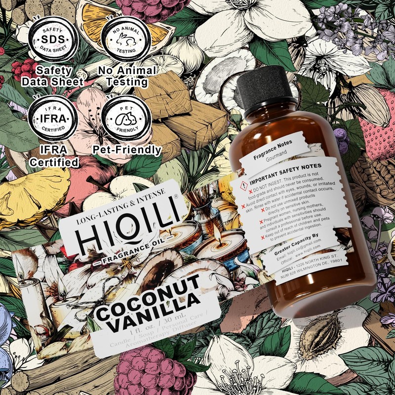 HIQILI Coconut Vanilla Fragrance Oil - for Candle Making, Soap