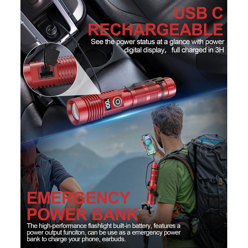 Rechargeable Flashlight High Lumens- Super Bright Magnetic Flash Light with